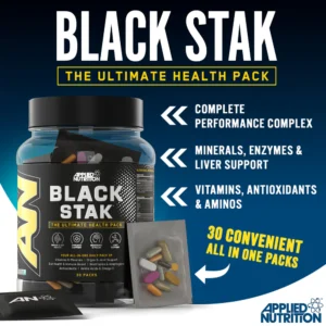 pending Applied Nutrition Multivitamins & Minerals Black Stak All-in-One Health & Immune Support 30 Packs - Image 1