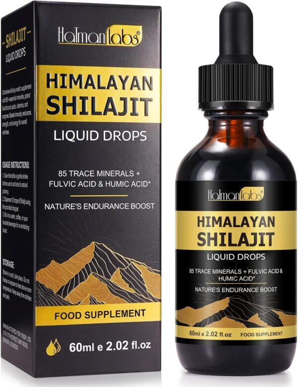 Himilayan Shilajit Resin Drops, Natural Shilajit from Himalayan, Shilajit Resin with 85+Trace Minerals and Fulvic Acid, Himilayan Shalajit Resin 60ml