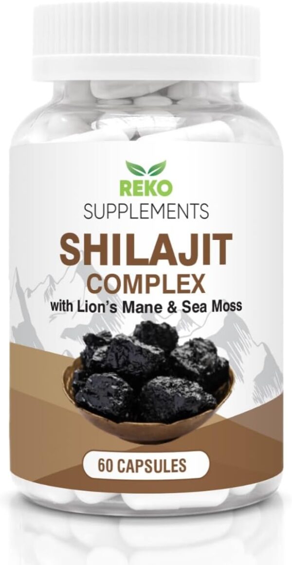 Shilajit Capsules, Shilajit Lions Mane, Sea Moss Capsules 3 in 1, 1500mg High Strength Pure Shilajit Complex with 70% Fulvic Acid, Himilayan Shalajit Resin